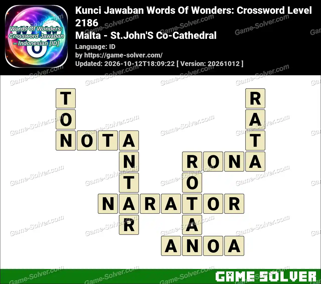 Kunci Jawaban Words Of Wonders: Crossword Level 2186 – Malta – St.John’S Co-Cathedral